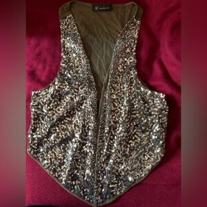 Inc international concept Sequin Sleeveless Vest with V-Neck